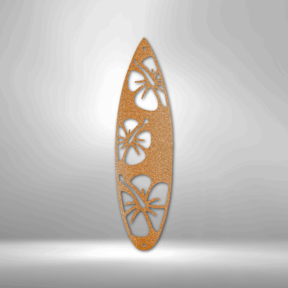 Surf Board Flowers Steel Sign Laser Cut Powder Coated Home & Office Metal Wall D